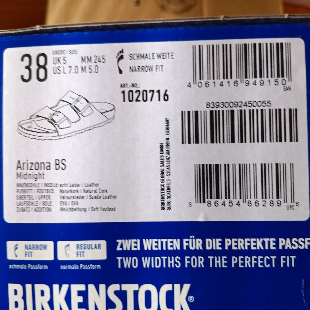 *PD* New Birkenstock Arizona Soft Footbed Suede Leather, size 7 - 7 1/2 (38) - Picture 7 of 7